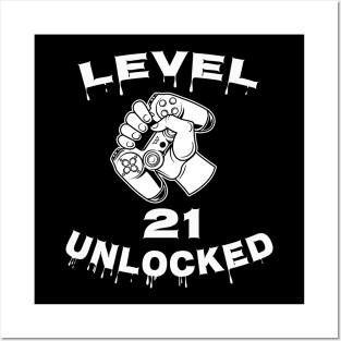 Level 21 Unlocked - Funny Mens 21st Birthday Gamer Posters and Art